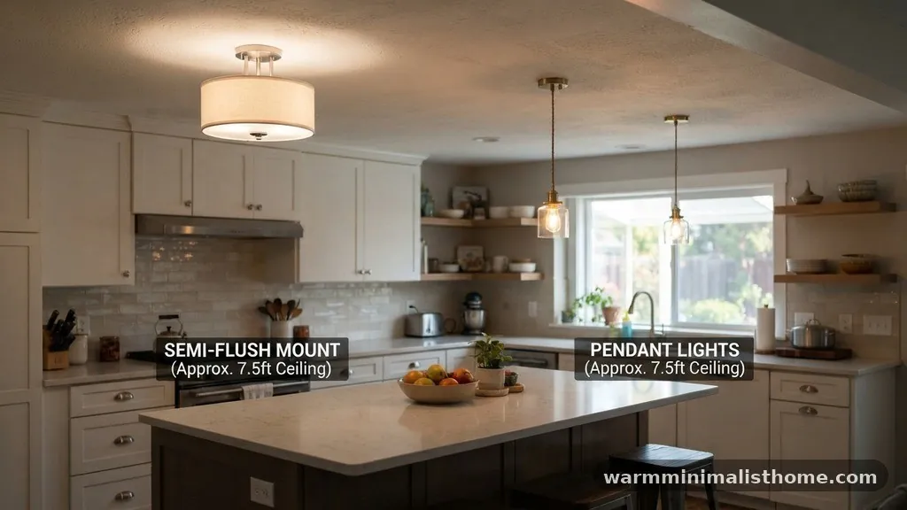 Comparing Fixture Types for Low Ceilings - Can You Use Semi-Flush Mounts Instead of Pendants Over Low Ceilings?